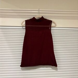 Burgundy blouse with beaded detailing